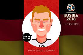 Russia 2018 World Cup Design With A Mario Gotze Cartoon Illustration From Germany Russia 2018 Logo And Eleme Football Artwork World Cup World Cup Russia 2018