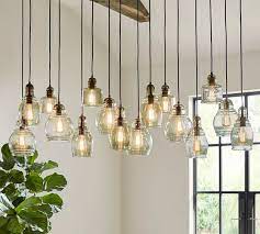 Pottery barn mccarthy glass pendant short w ceiling light fixture antique bronze. Paxton Glass 16 Multi Light Pendant Pottery Barn