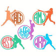 Download Softball Monogram Cuttable Svg Designs Softball Softball Decals Softball Shirts