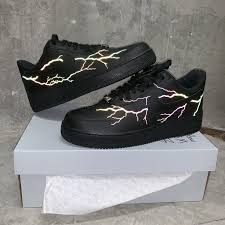 Custom Black Nike Air Forces Rainbow 3m Lightning Air Force 1 Custom Vintagewavez Nike Air Shoes Nike Shoes Air Force Hype Shoes