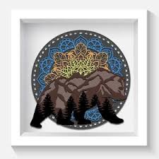 Download Bear Mandala Shadow Box Svg 3d Mountain Bear Mandala Svg Cut Files Laser Cut Files Multilayer Cricut Svg Glowforge File Craftmegood