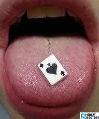 Barbell With Playing Card Spades Tongue Piercing Jewelry Earings Piercings Tounge Piercing