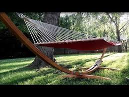 The wooden european larch wood is ideal for making a hammock stand, and the 14ft long stand makes it easy for you to change your owned hammock bed on the market. How To Make A Sunbrella Fabric Hammock Youtube Hammock Stand Hammock Stand Diy Hammock