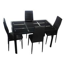 The base and legs of most restaurant tables and chairs have a plastic ring coating that protects the floor. Dinning Table Set Rectangle Tempered Glass Dining Table With 4pcs High Backrest Chairs Kitchen Table Dining Set Furniture Aliexpress