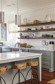 Rustic wall shelf, kitchen farmhouse. Carolina By Way Of California Charleston Magazine Open Kitchen Shelves Home Kitchens Kitchen Inspirations