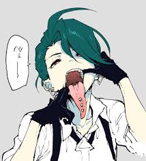 Rule 34 - 2 Eyes Ahegao00 Blue Hair Dress Shirt Ear Piercing Elite Four  Flat Chest Gesture Gloves Hands In Mouth Inviting Inviting To Oral Inviting  To Sex Japanese Text Long Tongue