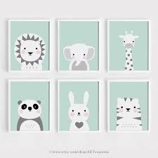 Mint Printable Nursery Wall Art Set Of 6 Poster Baby Boy Print Etsy Nursery Wall Art Printable Kids Room Art Nursery Wall Art