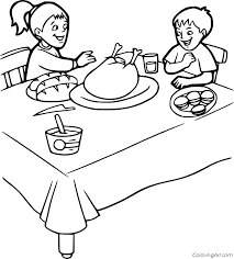 These free thanksgiving coloring pages include fun activities and more that everyone will enjoy. Pilgrims Having Thanksgiving Dinner Coloring Page Coloringall