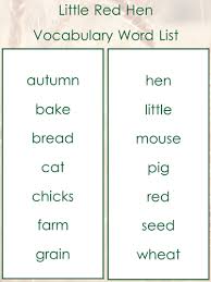 The purpose of the appendix is not clear, but sometimes it. Little Red Hen Vocabulary Words