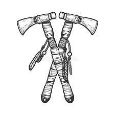 Tomahawk Crossed Sketch Vector Illustration Stock Vector Illustration Of Hatchet Drawn 195884772