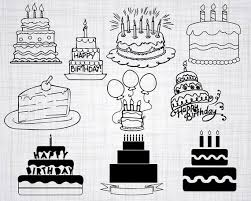 Birthday Cake Clipart Black And White Png Birthday Cake Svg Bundle Birthday Cake Svg Birthday Cake Etsy Svg Clip Art Cake Clipart