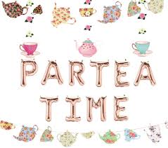 So our tea included fun finger foods at many showers, guests are just standing and talking while munching on food or sitting in chairs for opening gifts. Amazon Com Laventy 5 Pcs Par Tea Time Balloons Tea Party Birthday Banner Tea Party Decorations Let S Par Tea Party Decor Par Tea Baby Shower Decor Par Tea First Birthday Par Tea 2nd