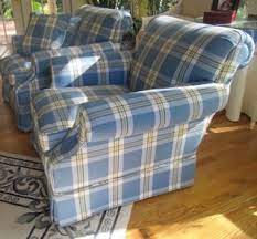 pair of club chairs in blue plaid totally by wydevendesigns 1300 00 club chairs furniture chair