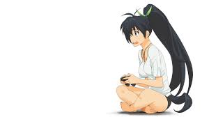 Free anime live / animated wallpapers. Wallpaper Anime Girl Brunette Shirt Game Console Irritation 2560x1440 746510 Hd Wallpapers Wallhere