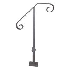 Wrought iron handrail black stair fits 1 or 3 steps hand rails for outdoor steps. Fucina 1 To 2 Step Single Post Handrail Wrought Steel Single Post Railing Kit Ebay