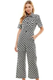 Strawberry Shortcake Utility Jumpsuit - Pipeline Checker in Jet / B&W | The  Darling Shop