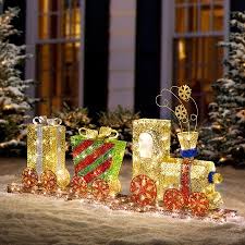 Pre Lit Led Glittering Train Set Christmas Decoration Outdoor Christmas Decorations Yard Christmas Yard Christmas Lawn Decorations