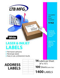 Maybe you would like to learn more about one of these? Ltb Mfg Laser Inkjet Printer Shipping Labels White 14 Per Sheet 4 X 1 1 3 Buy Online In Montenegro At Montenegro Desertcart Com Productid 44163805