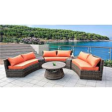 Sunkorto patio curved sofa cover, waterproof outdoor furniture cover garden couch cover with air vents & drawing string hem, 112 fl, 150 l x 36 d x 38 h, light brown 4.4 out of 5 stars 412 $60.99 $ 60. 6 Seat Curved Outdoor Sofa 9 Feet 3 Pc Sectional Patio Furniture Set Resin Wicker Rattan 3 Sofa Lounges 3 Tables 9 Sunbrella Cushions Model Sds 9087 Sb Walmart Com Walmart Com