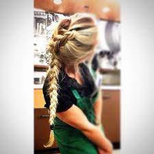 Hi My Names Kylee And I Love Braids And Coffee Barista Work Life Dutchbraid Workhair Blonde Braided S Work Hairstyles Hair Styles Barista Hairstyles