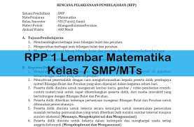 Silahkan kembangkan dan perbaiki contoh rpp matematika diatas jikalau masih belum. Mata Pelajaran Matematika Kelas 7