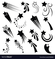 Set Of Shooting Stars Collection Of Stylized Stars Silhouette Black And White Illustration Of S Shooting Star Drawing Cute Dragon Drawing Star Tattoo Designs