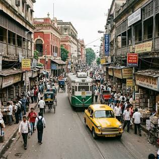 Bustling vintage bookstalls along College Street, AI generated