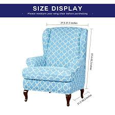 subrtex stretch 2 piece elegant geometric wing chair slipcover blue walmart com wingback chair slipcovers slipcovers wing chair