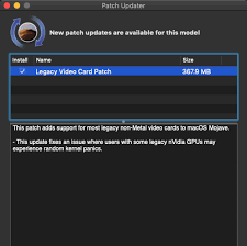 Mojave Patch Updater Do Not Install Legacy Video Card Patch Video Card Patches Mojave