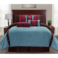 Product titlepatchwork purple black micro suede comforter set queen size. Legacy Decor 7 Pc Micro Suede Teal Brown And Burgundy Striped Comforter Set With Button Accents Full Size