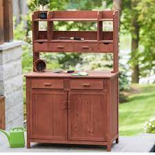 This patio potting bench with sink drawer and storage shelves a spacious work top surface for any garden task. 20 Best Potting Benches Garden Work Benches With Storage