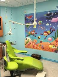 The Mural Gives This Dental Office A Fun A Kid Friendly Vibe Pediatric Dental Office Decor Dental Office Design Pediatric Dental Office