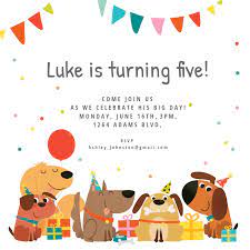 Blue and gold dots retirement party invitation. Delighted Dogs Birthday Invitation Template Free Greetings Island