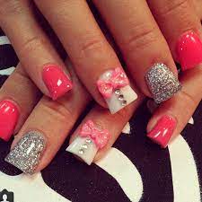 Pink Acrylic Nail Art 3dnails Pink Acrylic Nails Bow Nail Designs Nails