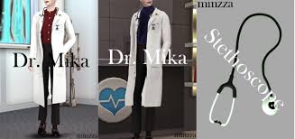 Candydoll mika s set 02. Dr Mika White Lab Coat With Stethoscope At Minzza Sims 4 Updates
