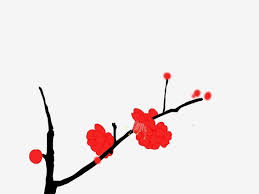 手拉的中國式勝利梅花例證三紅色李子分支紅色李子 潑墨水 滴入筆 無聲地板素材 psd格式圖案和png圖片免費下載 plum blossom