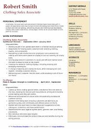 Clothing Sales Associate Resume Samples Qwikresume