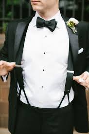 Classic Black Tuxedo With Suspenders Groom And Groomsmen Attire Groom Outfit Groomsmen Tuxedos