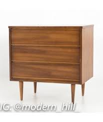 Mid century modern cedar chest bench with padded top by lane furniture. Dixie Mid Century Walnut 3 Drawer Nightstand Dresser Chest