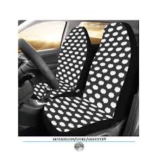Clouds With Polka Dots On Black Car Seat Covers Set Of 2 By Gravityx9 At Artsadd Set Of 2 Quick And Easy Installation On Car Seat Cover Sets