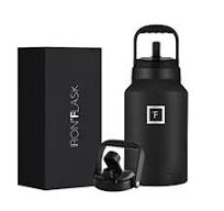 One Gallon Water Bottle - 128 Oz Large Water Jug, Double Walled Vacuum  Stainless Steel Insulated Flask Paracord Handle Bottle Brush Carrying Pouch  2 ...