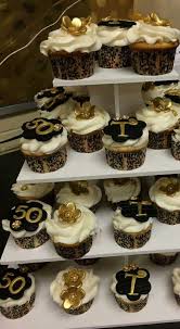 50th Birthday Cupcakes Black And Gold Black And Gold Custom Cupcake Toppers For 50th Birthday 50th Birthday Cupcakes Custom Cupcake Toppers Custom Cupcakes