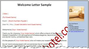 Welcome Letter For Hotel Guests Download Sample Formats