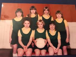 1st Netball team. Not quite sure of the year. Back row. Stacy Fripp,  Michelle Varley, Lorraine Wakeham, Kerry ? I think Front row. Sharon Rolls,  me and ? We were a gutsy