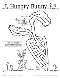 Top 15 bunny coloring pages for preschoolers: Bunny Maze Worksheet Education Com Easter Preschool Easter Worksheets Maze Worksheet