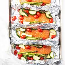 Easy salmon foil packets with vegetables. Baked Salmon Foil Packets With Vegetables Grill Option Wholesome Yum