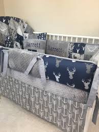 Bedding set rustic woodland themed crib by sleepinglakedesigns baby boy sets nursery bed. Baby Bumper Bedding Crib Set Navy Gray Arrow Deer Buck Woodland Boy Abusymother Nursery Bedding