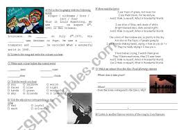 What a wonderful world (film). What A Wonderful World Esl Worksheet By Audreyi