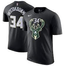 Men S Milwaukee Bucks Giannis Antetokounmpo Nike Black Name Number Statement Performance T Shirt Black Nikes T Shirt Shirts