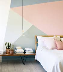 How to blend blue & pink in a bedroom. Geometric Wall Pattern In Pink Grey Blue And White By Fired Earth In A Bedroom Pinkbedroomfor Beautiful Bedroom Colors Bedroom Wall Paint Wall Decor Bedroom